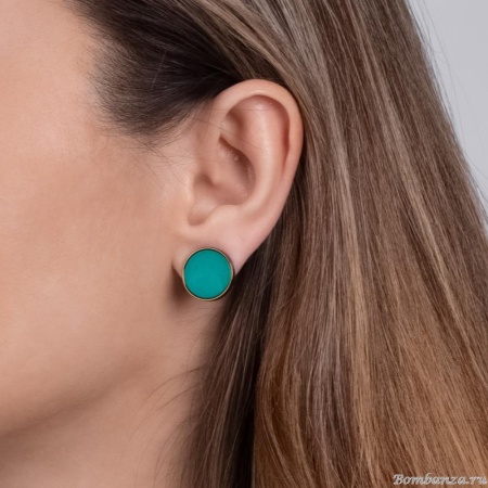 Серьги Nuance, асимметричные, с диском, NFN-24.04-062 зеленый