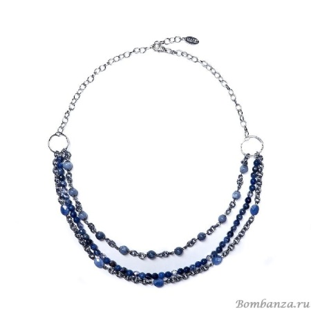 Колье Lanzerotti, Blu, тройное, с содалитом и кристаллами, LZ-20.02-035