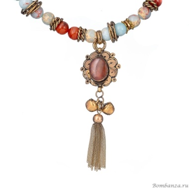 Колье Alcozer&J, голубая яшма, сердолик, агат, AL-C58AW24-R коричневый