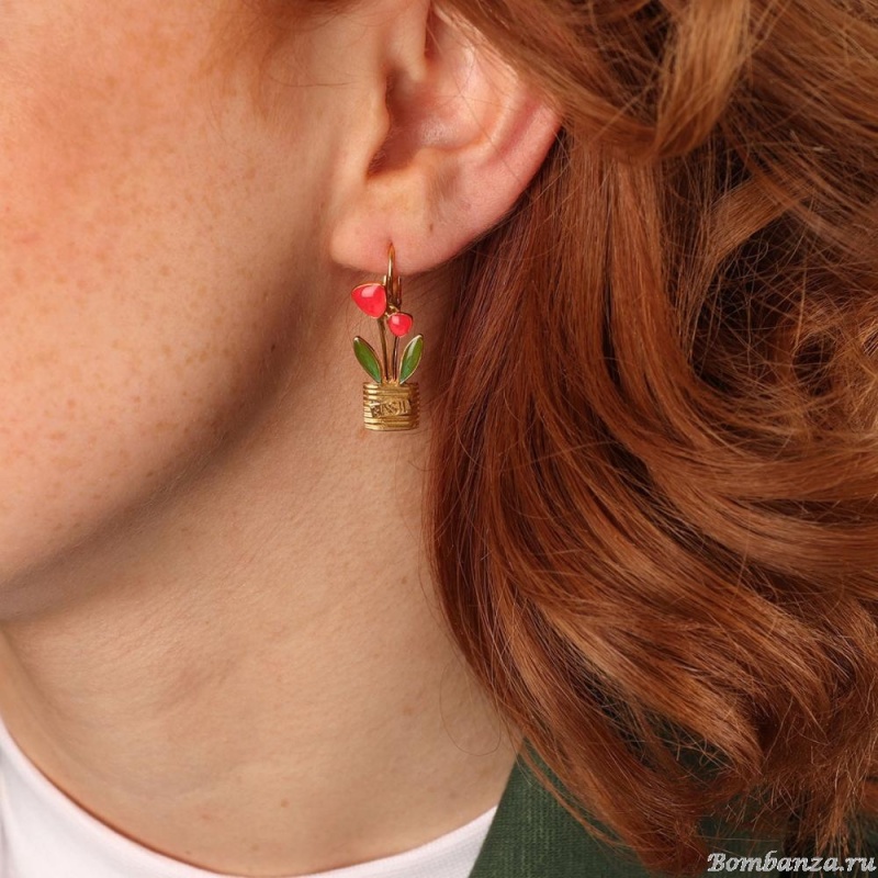 Серьги TARATATA, Basilic, с цветной смолой, TT-T23-04715-203 красный Серьги TARATATA, Basilic, с цветной смолой, TT-T23-04715-203 красный