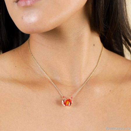 Колье Franck Herval, Betty, цветок, цветная эмаль, агат, FH25.2-15-64401 красный