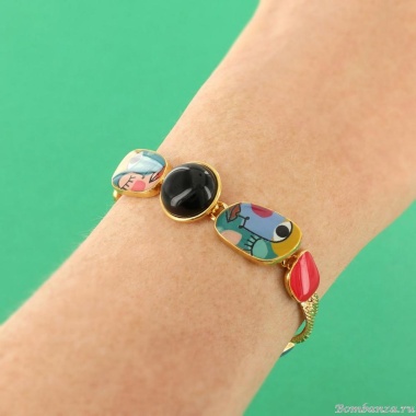 Браслет TARATATA, Abstract, с цветной смолой и стеклянным кабошоном, TT-W24-05307-20M золотистый