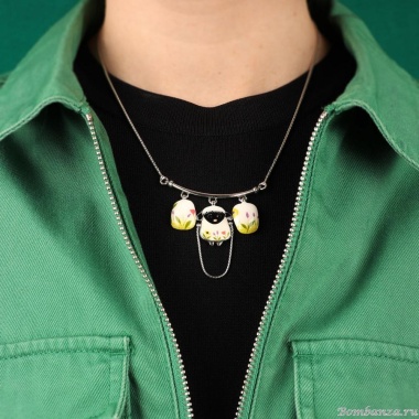 Колье TARATATA, Hop, с цветной смолой и стразами, TT-T25-05106-101 белый