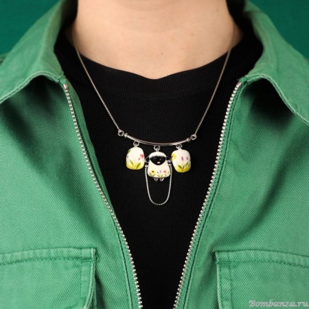 Колье TARATATA, Hop, с цветной смолой и стразами, TT-T25-05106-101 белый