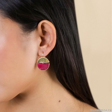 Серьги Franck Herval, Marly, с ракушкой Capiz в смоле, FH25.2-12-69751 бордовый