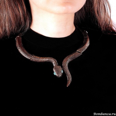 Колье Alcozer&J, змея с изумрудом, AL2411-C178CM23 золотистый