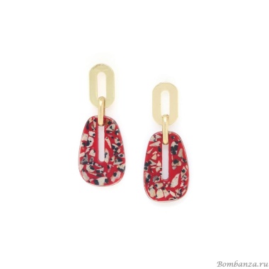 Серьги Nature Bijoux, Sicilia, с далматинской яшмой в смоле, NB25.2-12-90362 красный