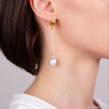 Серьги Moon Paris, Ringo, с жемчугом, MR-21.04-053 золотистый Серьги Moon Paris, Ringo, с жемчугом, MR-21.04-053 золотистый