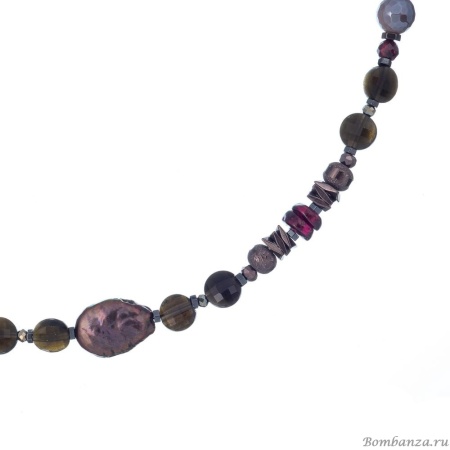 Колье Lanzerotti, Draghi, обсидиан, агат, гранат, гематит, жемчуг, LZ-23.12-430 серый Колье Lanzerotti, Draghi, обсидиан, агат, гранат, гематит, жемчуг, LZ-23.12-430 серый