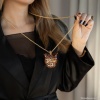 Колье Polina Firenze, ягуар с кристаллами и эмалью, PF25.2-PE4400 коричневый