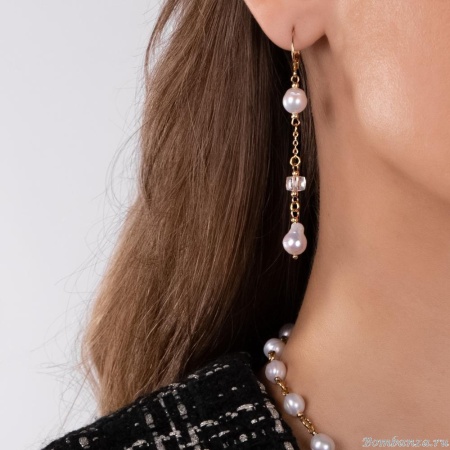 Серьги Lanzerotti, Splendore, с жемчугом и хрусталем, LZ-24.08-331 белый