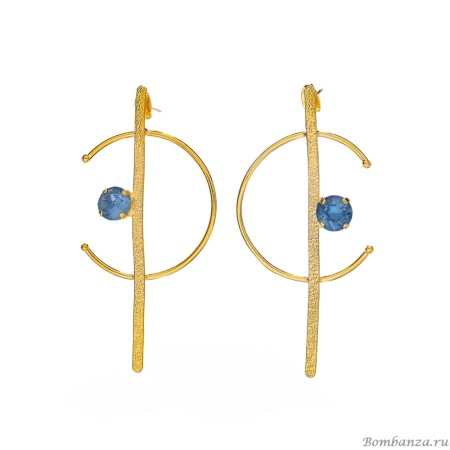 Серьги Catherine Bijoux, Half moon, с кристаллом, CB25.1-5357FG голубой