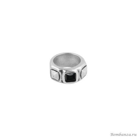 Кольцо Ciclon, Kubik Stile, металл, с муранским стеклом, CN-243502 черный, 16,5