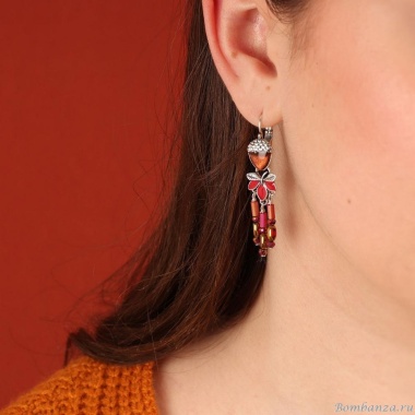 Серьги TARATATA, Woody, со смолой, бусинами и слюдяным порошком, TT-H24-10781-103 красный Серьги TARATATA, Woody, со смолой, бусинами и слюдяным порошком, TT-H24-10781-103 красный