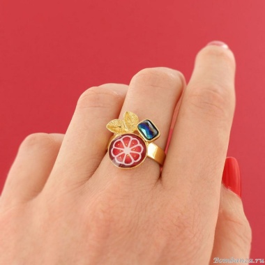 Кольцо TARATATA, Grenat, разъемное, смола, стеклянные бусины, TT-W24-04424-203 красный