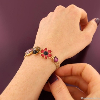 Браслет TARATATA, Frida, смола, слюдяная пудра, стразы,тигр.глаз, TT-H25-06309-20M золотистый Браслет TARATATA, Frida, смола, слюдяная пудра, стразы,тигр.глаз, TT-H25-06309-20M золотистый