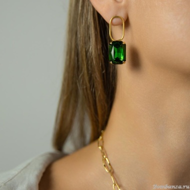 Серьги Catherine Bijoux, Crystal diva, с кристаллом, CB25.1-5281FG зеленый