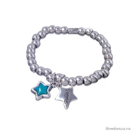 Браслет Ciclon, Lluvia de estrellas, стрейч, со звездами, муранское стекло, CN-222102 бирюзовый