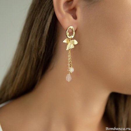 Серьги Lanzerotti, Anne with an E, с кварцем и селенитом, LZ-25.08-235 розовый