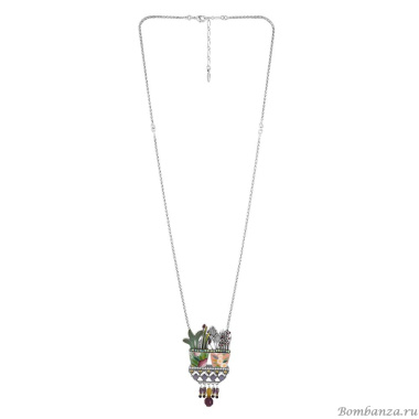 Колье TARATATA, Ciboulette, с цветной смолой, бусинами и стразами, TT-E24-08114-10M серебристый