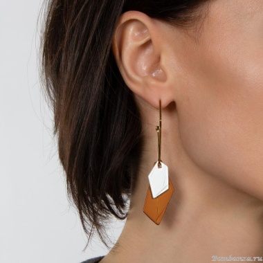 Серьги Nuance, асимметричные, геометрия, NFN-24.01-013 коричневый