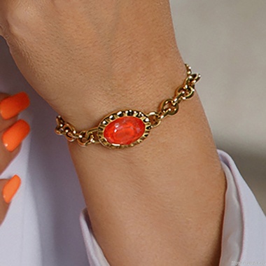 Браслет Qudo, TIVOLA UNICA big (G/P) Crystal orange ignite, 189714 Браслет Qudo, TIVOLA UNICA big (G/P) Crystal orange ignite, 189714