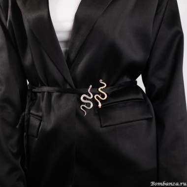 Брошь Moon Paris, змея с кристаллами, Mo-Y24.11-079 серебристый Брошь Moon Paris, змея с кристаллами, Mo-Y24.11-079 серебристый