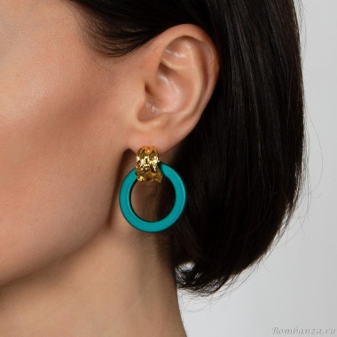 Серьги Nuance, с кольцами, NFN-24.01-005 зеленый