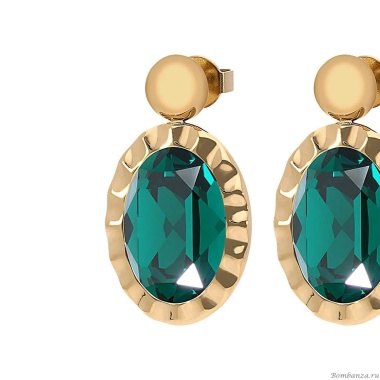 Серьги Qudo, TIVOLA UNICA big (G/P) Emerald 2,65cm, 332049 Серьги Qudo, TIVOLA UNICA big (G/P) Emerald 2,65cm, 332049