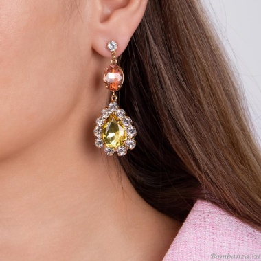 Серьги Moon Paris, Ringo Queen, асимметричные, бант, кристаллы, MRQ-24.05-006 оранжевый