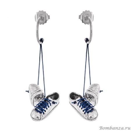 Серьги TARATATA, Cours toujours, серебристые, с синим шнурком, TT-T20-50921-104
