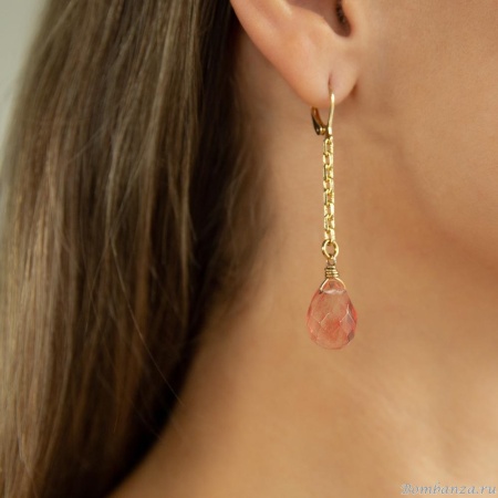 Серьги Lanzerotti, Anne with an E, асимметричные, с арбузным кварцем, LZ-25.08-265 розовый