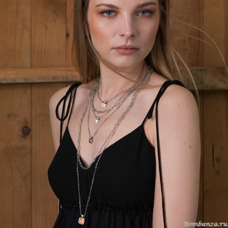 Колье VIDDA, Caramel, тройное, с кристаллом Swarovski, VD22-00857 серый