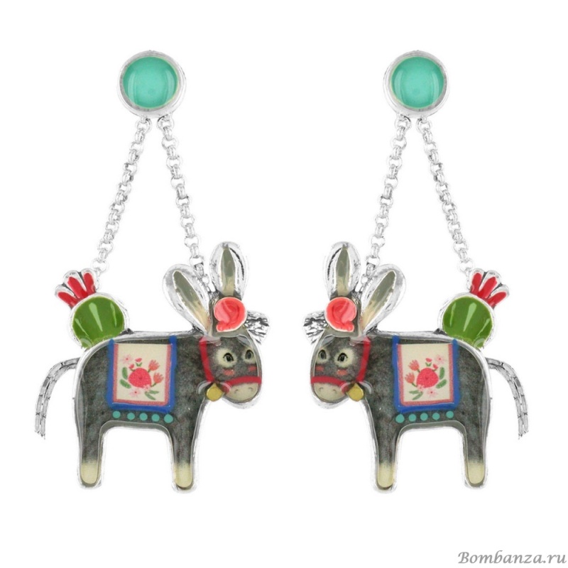 Серьги TARATATA, Tete de mule, с цветной смолой и кристаллом, TT-E22-01904-10M серебристый