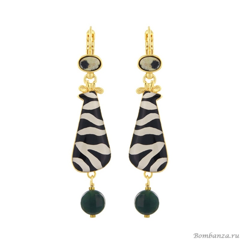 Серьги TARATATA, Zebra, цветная смола, яшма, гематит, агат, TT-H25-04728-202 черный
