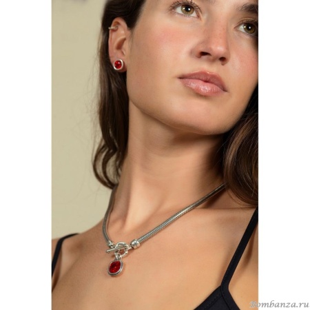 Пуссеты Ciclon, Solitario, с кристаллом Swarovski, CN-EMO608 красный