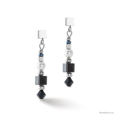 Серьги Coeur de Lion, Black-Silver, 4355/21-1317