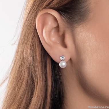 Серьги Moon Paris, с жемчугом и кристаллом, Mo-Y24.11-072 белый