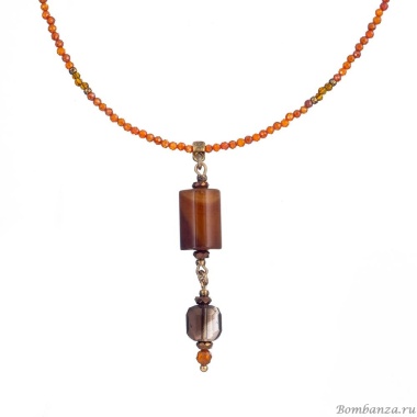 Колье Lanzerotti, Caramello, агат,раухтопаз, гранат, гематит, шпинель, LZ-24.11-501 оранжевый