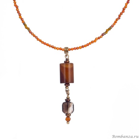 Колье Lanzerotti, Caramello, агат,раухтопаз, гранат, гематит, шпинель, LZ-24.11-501 оранжевый