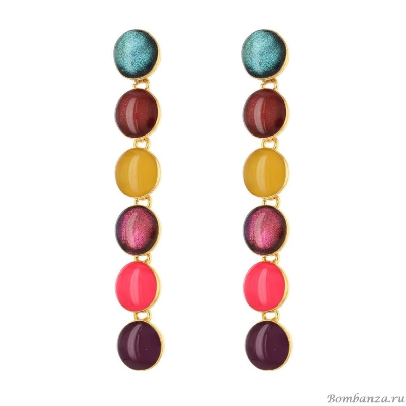 Серьги TARATATA, Electron, с цветной смолой и слюдяным порошком, TT-W23-03924-20M золотистый Серьги TARATATA, Electron, с цветной смолой и слюдяным порошком, TT-W23-03924-20M золотистый