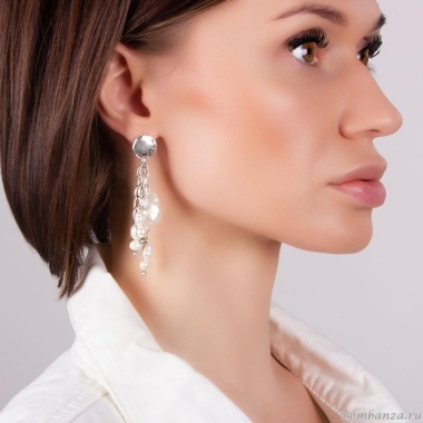 Серьги Tra-la-ra, Madre Perla, с жемчугом, TLR21-215P101 белый