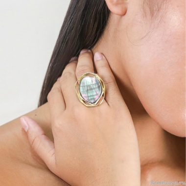 Кольцо ORI TAO, Reflet, разъемное, с черным перламутром, OT25.2-19-40530 золотистый