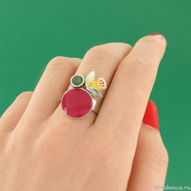 Кольцо TARATATA, Jonquille, разъемное, с цветной смолой и агатом, TT-W24-01403-103 красный