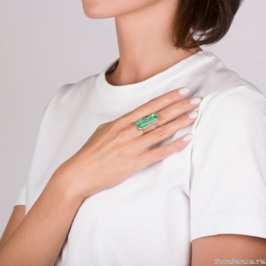 Кольцо Estrosia, с кристаллом, ES-ANZ22 зеленый, 17 Кольцо Estrosia, с кристаллом, ES-ANZ22 зеленый, 17