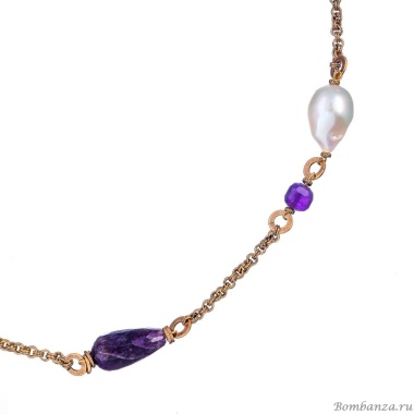 Колье Alcozer&J, с жемчугом и аметистом, AL-C68AR25-R белый