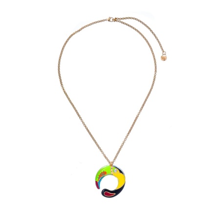 Колье Polina Firenze, тукан с кристаллом и эмалью, PF25.2-PE4317 золотистый