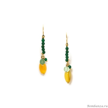 Серьги Nature Bijoux, Agata verde, с агатом, жадом и авантюрином, NB24.1-12CP79063 зеленый