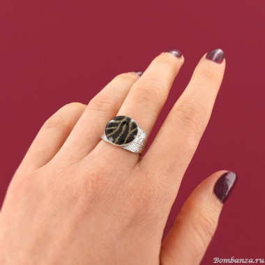 Кольцо TARATATA, Tabby, разъемное, с цветной смолой и узорами, TT-H25-05414-102 черный