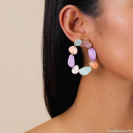 Серьги Franck Herval, Aurore, с ракушками Capiz в смоле, FH24.2-12-69170 золотистый